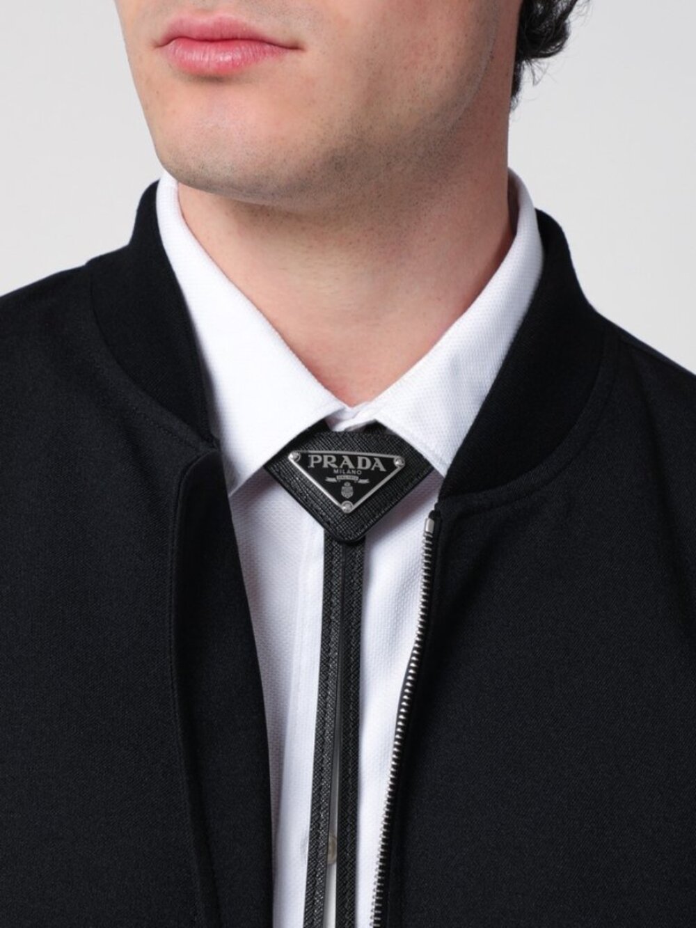 โจ Prada triangular logo black tie unisex Includes a gift box - Picture 6 of 6